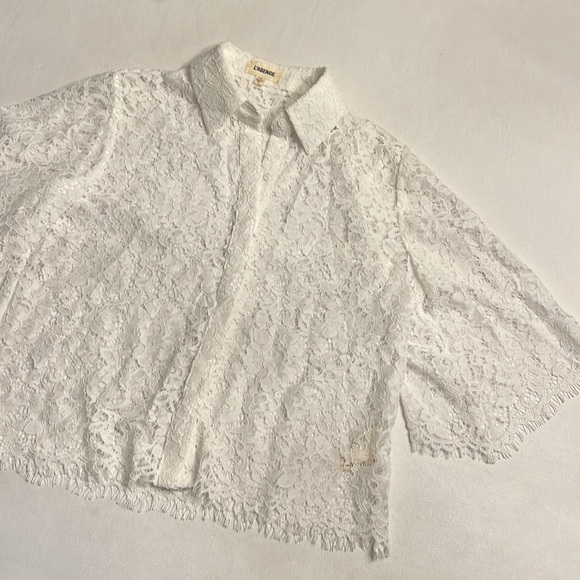 L'AGENCE FERN SHORT SLEEVE LACE SHIRT - Picture 4 of 8
